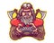 Barbarian Holding Game Joystick Cartoon Mascot Logo Badge