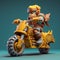 Barbarian Scooter: 3d Printed G.i. Joe Style Toy With Aggressive Digital Illustration