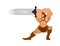 Barbarian with sword. Strong Warrior with weapons Big blade. berserk Brutal man. Strong Powerful Medieval Mercenary Soldier.