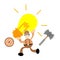 barbarian viking and lamp light idea cartoon doodle flat design style