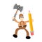 barbarian viking and pencil draw creative flat design style