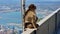 Barbary Macaques monkey on upper rock in Gibraltar Natural Reserve.