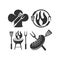 Barbecue beef chef fire logo template vector badge Design set