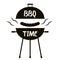 Barbecue black element, BBQ Time Grill icon on white background