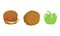 Barbecue Foodstuff with Hamburger and Patty Cake for Grilling Vector Set