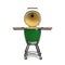 Barbecue green color with lid BBQ grill for outdoor prepare meat food front view 3d illustration