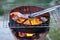 Barbecue grill on charcoal turtle,