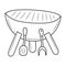 Barbecue and grill equipment vector illustration, outline vector style