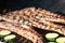 Barbecue grill with grilled pork ribs