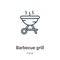 Barbecue grill outline vector icon. Thin line black barbecue grill icon, flat vector simple element illustration from editable