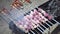 Barbecue Grilled pork kebabs meat lamb kebab marinated barbecue meat shashlik shish kebab outdoors picnic. Shashlik or