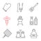 Barbecue linear icons set