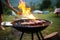 Barbecue in nature, holiday weekend. Generative AI