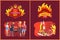 Barbecue Party Emblems with Flame and Grill Set