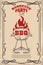 Barbecue party. Poster template with bbq grill. Design element for card, flyer, banner, emblem.