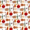 Barbecue party products kitchen outdoor family time cuisine lunch seamless pattern background vector illustration