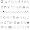 Barbecue Picnic, Grill BBQ outline icons set