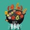Barbecue roaster food funny party. Vector illustration