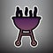 Barbecue simple sign. Vector. Violet gradient icon with black an