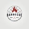 Barbecue smoke & grill logo vector illustration design