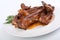 Barbecue spare ribs on a plate