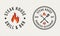 Barbecue, Steak house circle logo. Logo of Barbecue with fire, grill fork and spatula. Steak House logo template. Vector illustrat