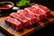 Barbecue Steak raw Japanese Wagyu beef a5 , There is fat between the meat.