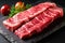 Barbecue Steak raw Japanese Wagyu beef a5 , There is fat between the meat.