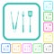 Barbecue tongs and fork and spatula vivid colored flat icons