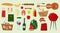 Barbecue vector icons food products BBQ grilling kitchen outdoor family time cuisine illustration party products