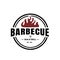 Barbecue vintage logo concept. grill with fire flame stamp template.