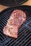 Barbecue wagyu bavette beef steak preparing on a kettle grill