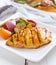Barbecued chicken with fresh vegetable sides
