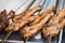 Barbecued lamb chop skewers. Street fast food