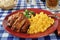 Barbecued ribs with macaroni and cheese