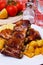 Barbecued ribs with potato