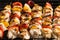 Barbecuing chicken skewers kebab