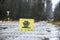 Barbed wire blocking the road to ghost town of Prypiat in Chornobyl Exclusion Zone, Ukraine. 25-12-2019