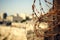 Barbed wire on the border between Israel and the Gaza Strip