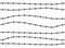 Barbed wire fence pattern. Seamless security border spike silhouette, army military protection frame and line design