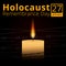 Barbed wire and one memorial candle, International Holocaust Remembrance Day poster, January 27