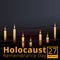 Barbed wire and seven memorial candles, International Holocaust Remembrance Day poster, January 27