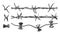 Barbed Wire Types Seamless Pattern Set Vector