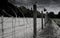 Barbed wire walls of Dachau concentration camp