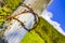 Barbed wire on wooden beams in Vang i Valdres Norway