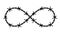 Barbed wires twisted like Infinity sign. Vector tattoo design with editable outlines