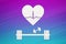 Barbell, dumbbells and heart with echocardiogram. Healthy lifestyle concept