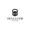 Barbell gym with skull logo symbol icon vector graphic design illustration idea creative