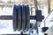 Barbell, weightlifting, close up image of fitness equipment outdoors