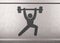 Barbell weightlifting training metal symbol silver wall background